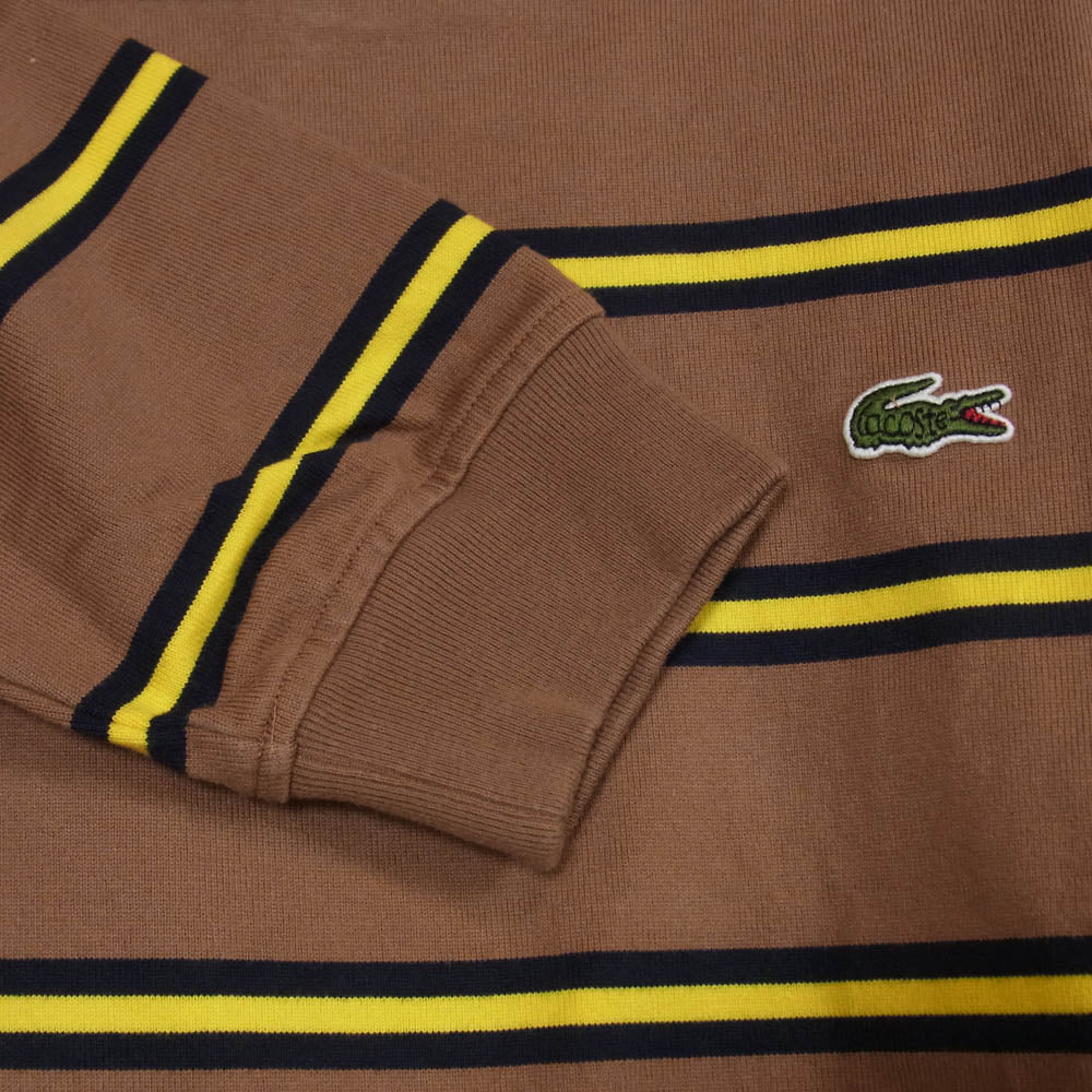 LACOSTE ラコステ BEAMS ビームス TH733LJ-99 × BEAMS ビームス 別注 ロゴ ボーダー クルーネック 長袖 Tシャツ カットソー LFA PECAN 2【中古】