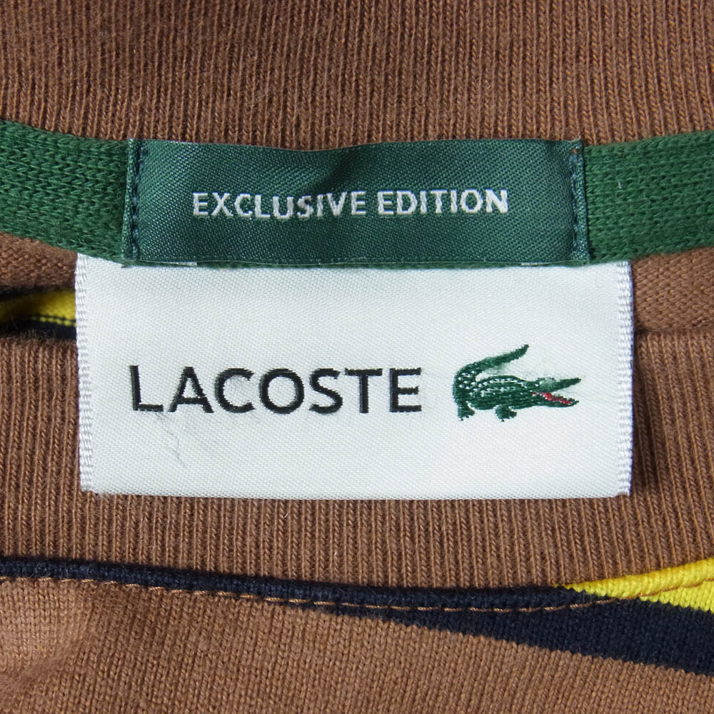 LACOSTE ラコステ BEAMS ビームス TH733LJ-99 × BEAMS ビームス 別注 ロゴ ボーダー クルーネック 長袖 Tシャツ カットソー LFA PECAN 2【中古】