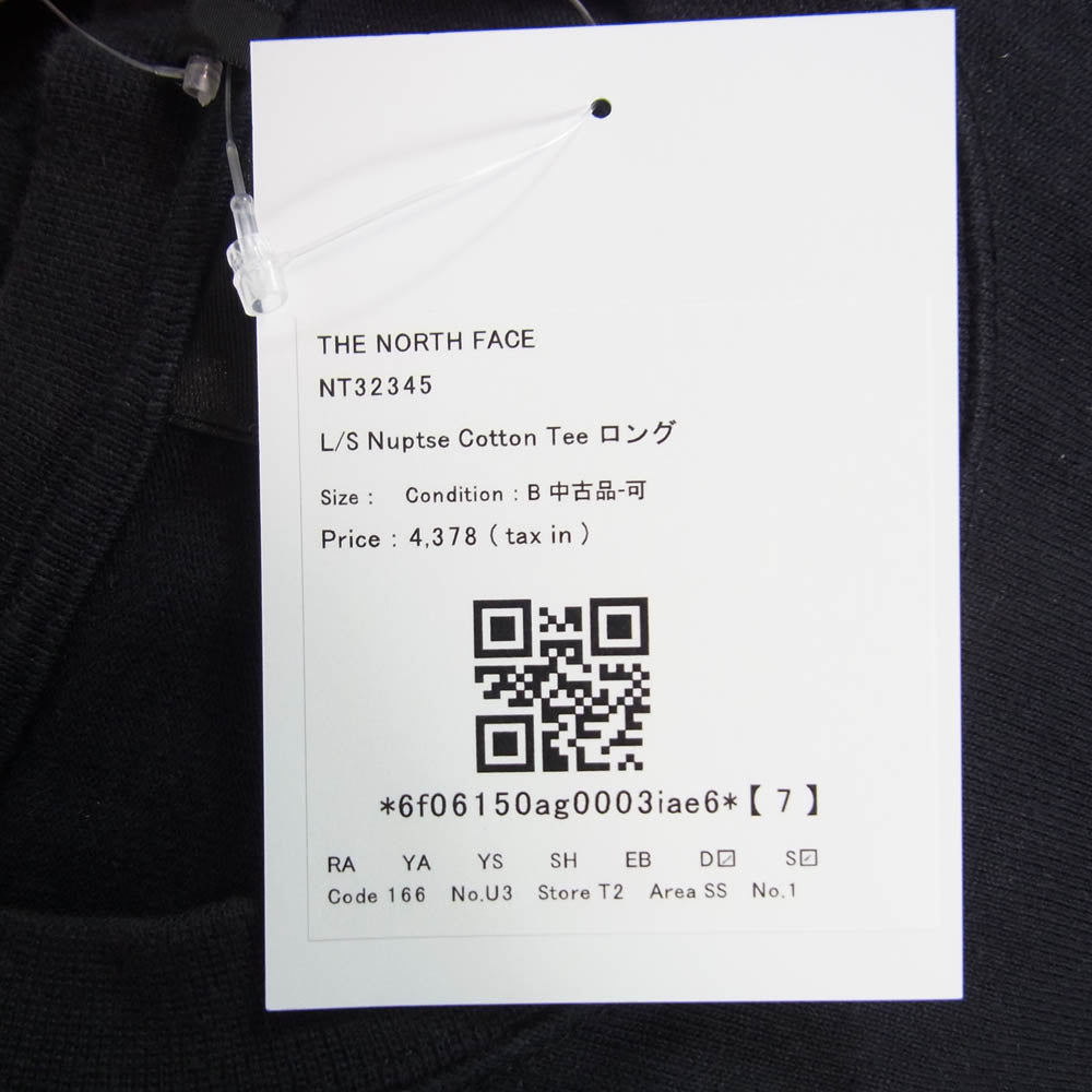 THE NORTH FACE ノースフェイス NT32345 L/S Nuptse Cotton Tee ロングスリーブ ヌプシ コットン 長袖 Tシャツ カットソー ブラック系 S【中古】