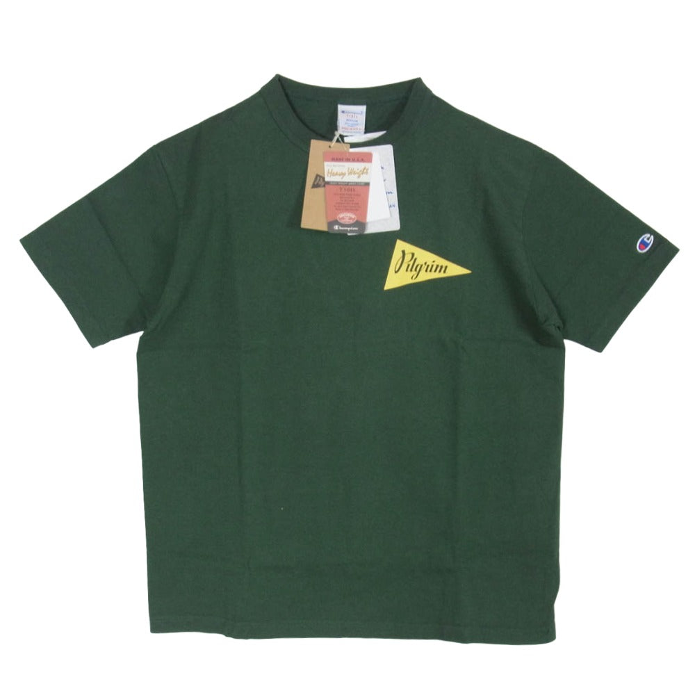 Champion チャンピオン C5-X310 × PILGRIM SURF+SUPPLY T1011 ピルグリムサーフサプライ ロゴ プリント 半袖 Ｔシャツ グリーン系 M【新古品】【未使用】【中古】