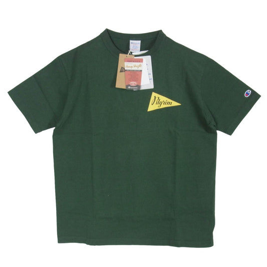 Champion チャンピオン C5-X310 × PILGRIM SURF+SUPPLY T1011 ピルグリムサーフサプライ ロゴ プリント 半袖 Ｔシャツ グリーン系 M【新古品】【未使用】【中古】