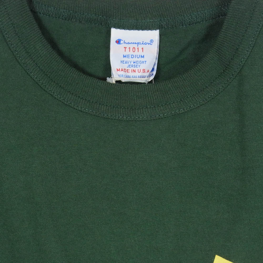 Champion チャンピオン C5-X310 × PILGRIM SURF+SUPPLY T1011 ピルグリムサーフサプライ ロゴ プリント 半袖 Ｔシャツ グリーン系 M【新古品】【未使用】【中古】