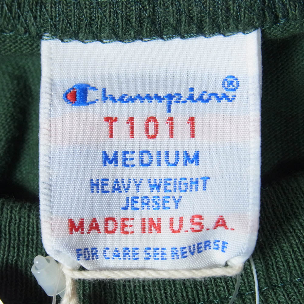 Champion チャンピオン C5-X310 × PILGRIM SURF+SUPPLY T1011 ピルグリムサーフサプライ ロゴ プリント 半袖 Ｔシャツ グリーン系 M【新古品】【未使用】【中古】