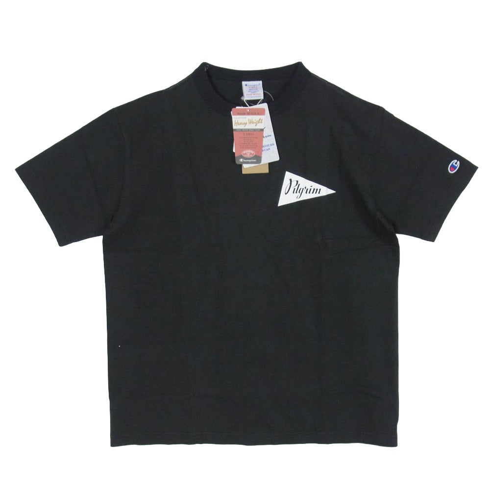 Champion チャンピオン C5-X310 × PILGRIM SURF+SUPPLY T1011 ピルグリムサーフサプライ ロゴ プリント 半袖 Ｔシャツ ブラック系 M【新古品】【未使用】【中古】