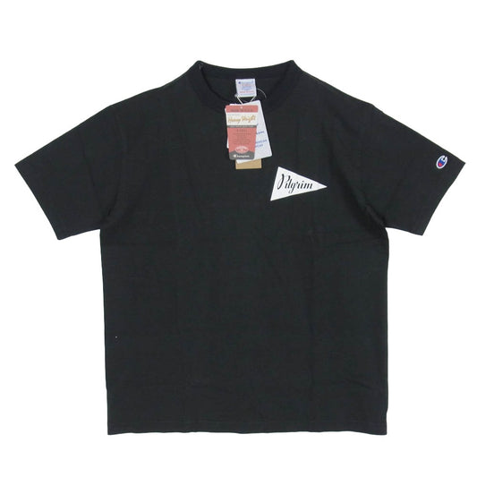 Champion チャンピオン C5-X310 × PILGRIM SURF+SUPPLY T1011 ピルグリムサーフサプライ ロゴ プリント 半袖 Ｔシャツ ブラック系 M【新古品】【未使用】【中古】