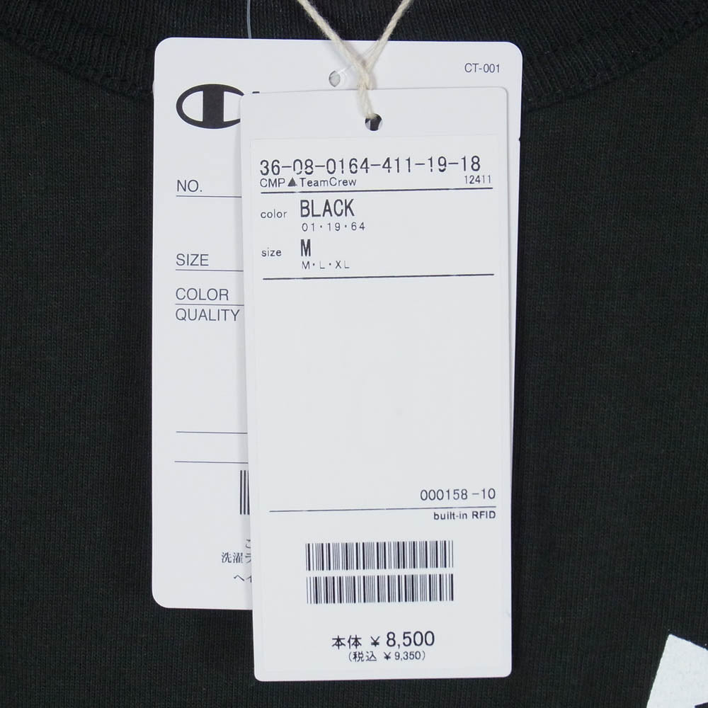 Champion チャンピオン C5-X310 × PILGRIM SURF+SUPPLY T1011 ピルグリムサーフサプライ ロゴ プリント 半袖 Ｔシャツ ブラック系 M【新古品】【未使用】【中古】