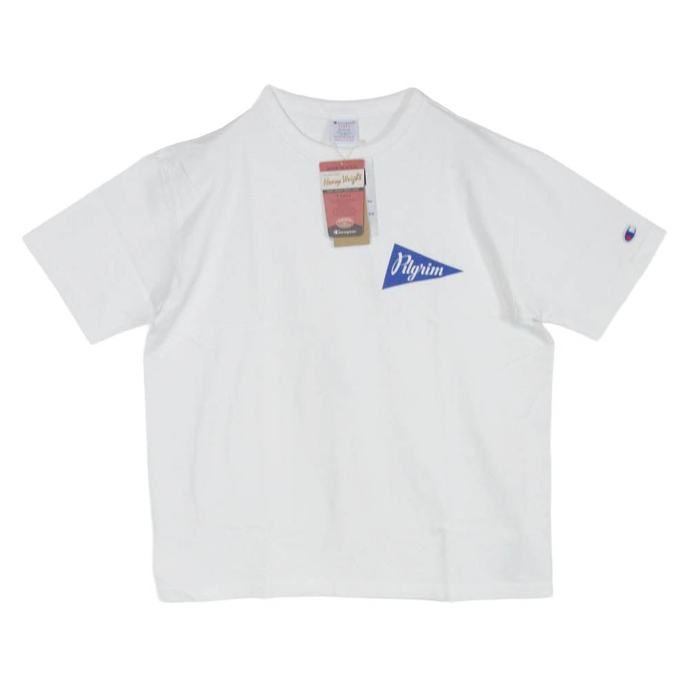 Champion チャンピオン C5-X310 × PILGRIM SURF+SUPPLY T1011 ピルグリムサーフサプライ ロゴ プリント 半袖 Ｔシャツ ホワイト系 M【新古品】【未使用】【中古】
