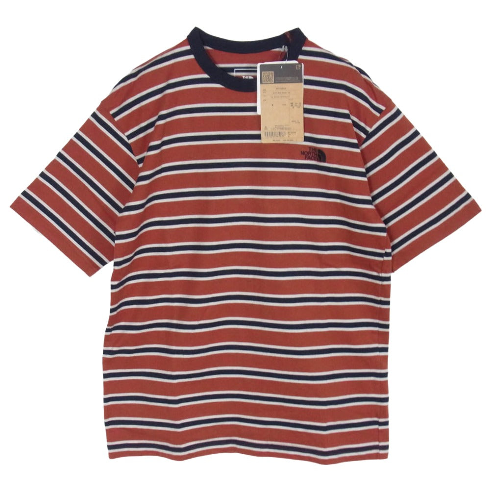 THE NORTH FACE ノースフェイス NT32253 S/S Multi Border Tee ショートスリーブ マルチ ボーダー 半袖 Ｔシャツ カットソー タンドリースパイスレッド S【新古品】【未使用】【中古】