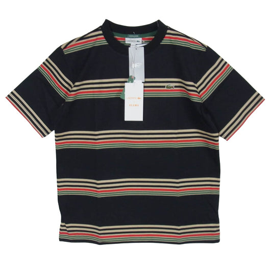 LACOSTE ラコステ BEAMS ビームス TH060J-99 × BEAMS ビームス 別注 マルチ ボーダー クルーネック 半袖 Ｔシャツ NOIR 2【極上美品】【中古】