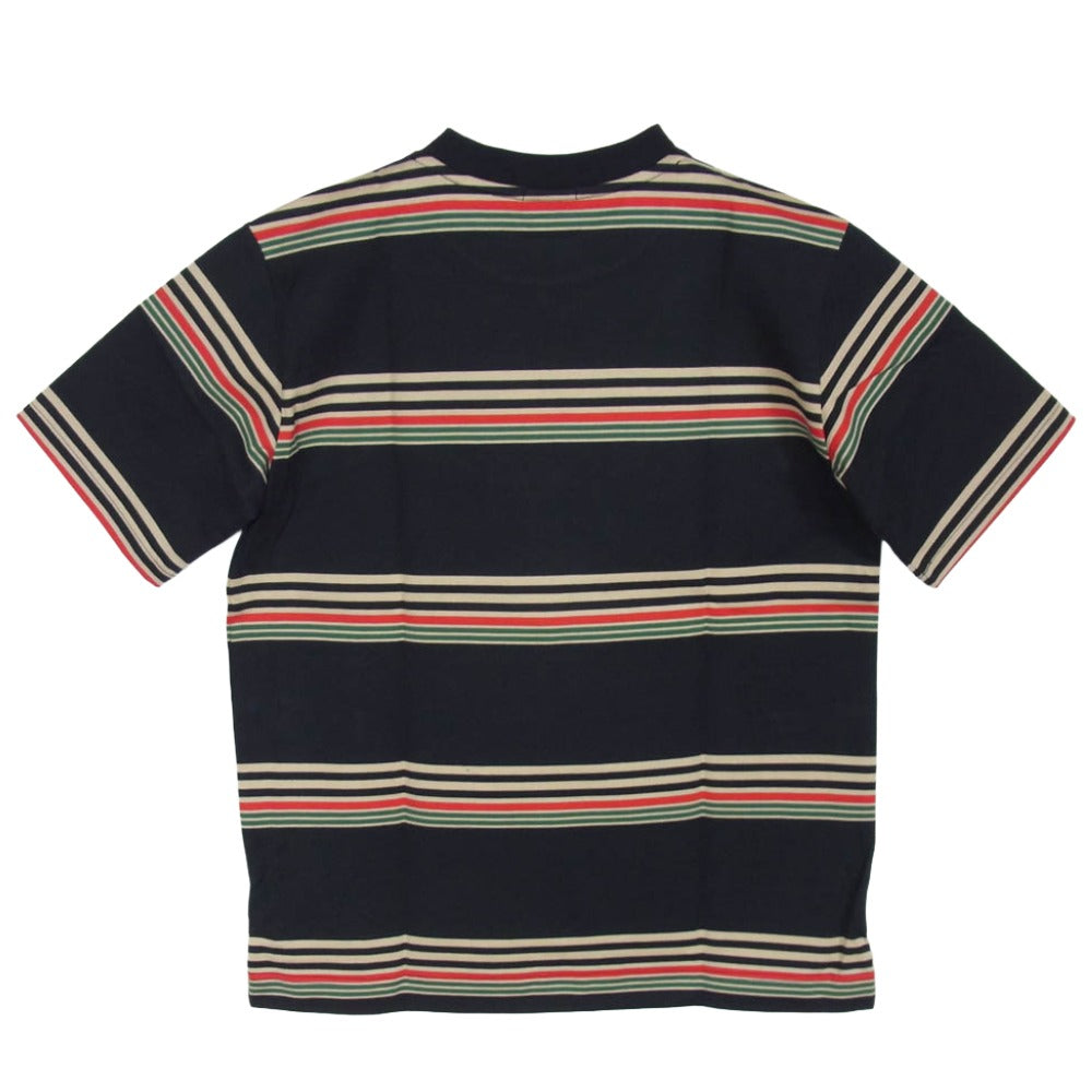 LACOSTE ラコステ BEAMS ビームス TH060J-99 × BEAMS ビームス 別注 マルチ ボーダー クルーネック 半袖 Ｔシャツ NOIR 2【極上美品】【中古】