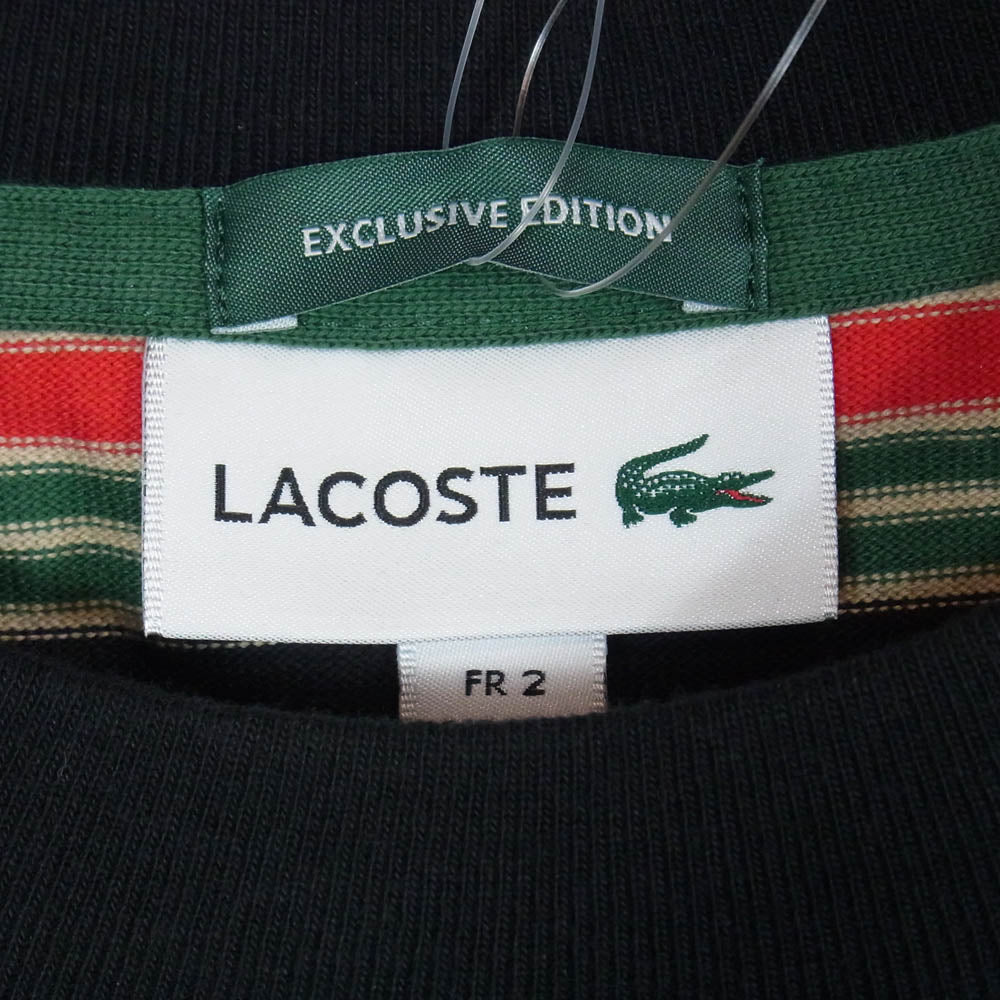 LACOSTE ラコステ BEAMS ビームス TH060J-99 × BEAMS ビームス 別注 マルチ ボーダー クルーネック 半袖 Ｔシャツ NOIR 2【極上美品】【中古】