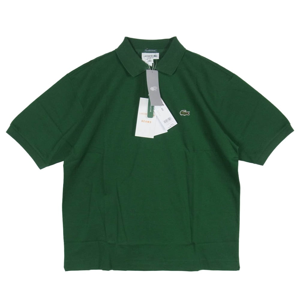 LACOSTE ラコステ BEAMS ビームス PH102MJ-99 × BEAMS ビームス 別注 鹿の子 ワンポイント 刺繍 ロゴ 半袖 ポロシャツ グリーン系 3【新古品】【未使用】【中古】