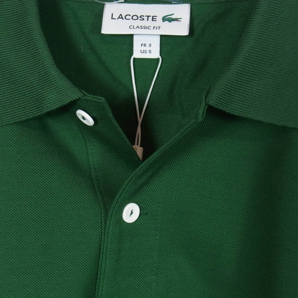 LACOSTE ラコステ BEAMS ビームス PH102MJ-99 × BEAMS ビームス 別注 鹿の子 ワンポイント 刺繍 ロゴ 半袖 ポロシャツ グリーン系 3【新古品】【未使用】【中古】