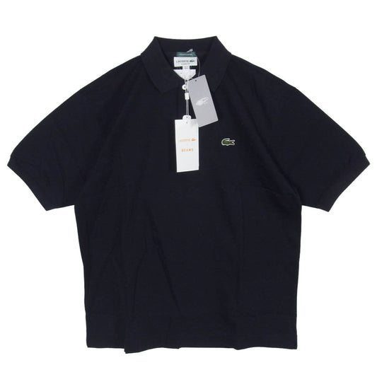 LACOSTE ラコステ BEAMS ビームス PH102MJ-99 × BEAMS ビームス 別注 鹿の子 ワンポイント 刺繍 ロゴ 半袖 ポロシャツ ブラック系 3【新古品】【未使用】【中古】