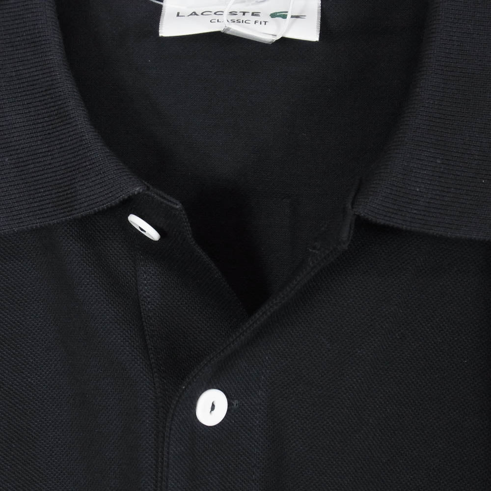 LACOSTE ラコステ BEAMS ビームス PH102MJ-99 × BEAMS ビームス 別注 鹿の子 ワンポイント 刺繍 ロゴ 半袖 ポロシャツ ブラック系 3【新古品】【未使用】【中古】