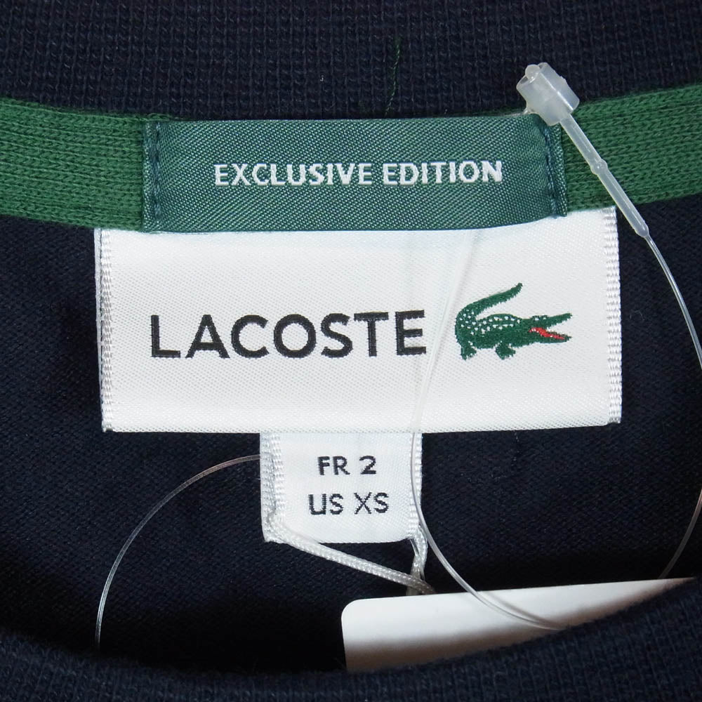 LACOSTE ラコステ BEAMS ビームス TH721LJ-99 × BEAMS ビームス 別注 ロゴ クルーネック 半袖 Tシャツ ネイビー系 2【極上美品】【中古】