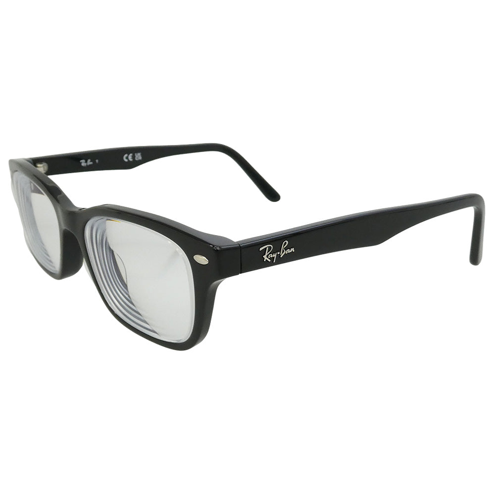Ray-Ban レイバン RB5345D-2000 OPTICS スクエアデザイン アジアンフィット 眼鏡 メガネ アイウェア 度入り フレーム：ブラック系　レンズ：クリア 53□18 145【中古】