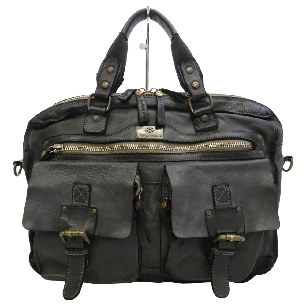 B5516 LEATHER SHOULDER BAG レザー ショルダーバッグ メッセンジャーバッグ ブラック系【中古】