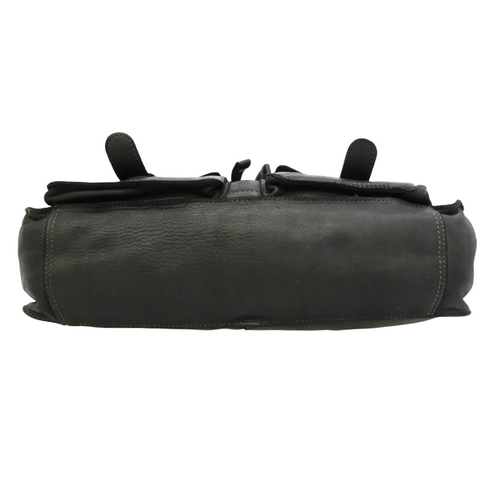 B5516 LEATHER SHOULDER BAG レザー ショルダーバッグ メッセンジャーバッグ ブラック系【中古】