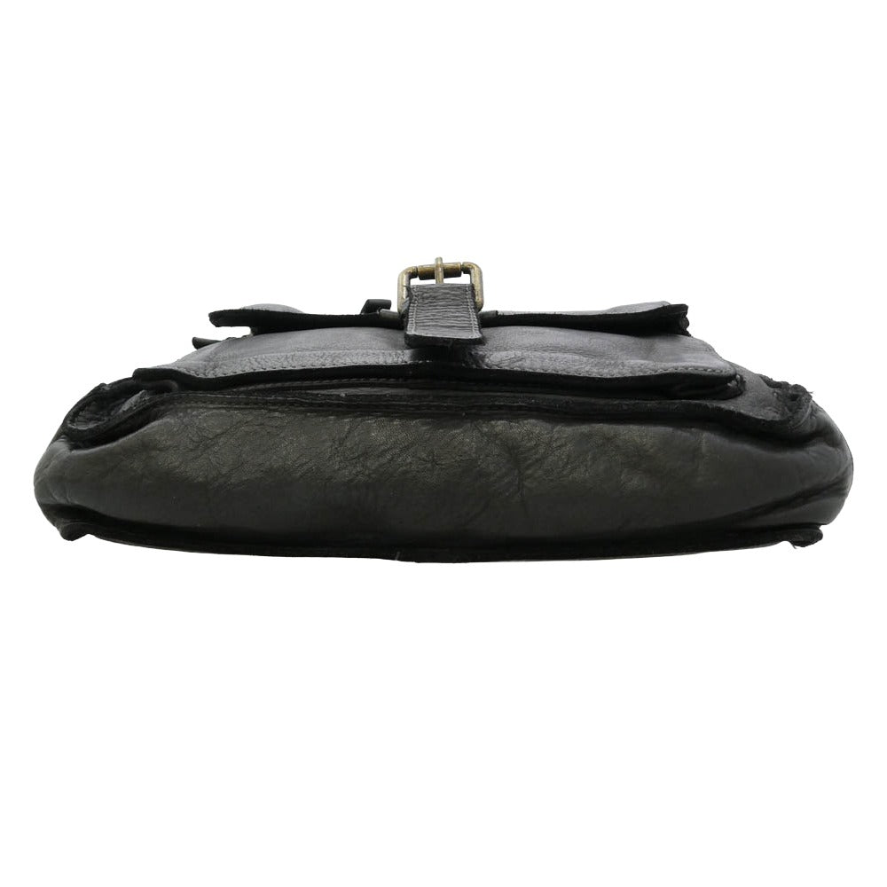#REF! B5522 GENUINE LEATHER SHOULDER BAG 本革 レザー ショルダーバッグ ブラック系【中古】