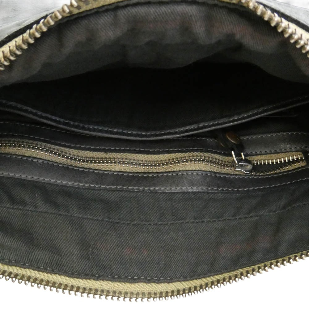 #REF! B5522 GENUINE LEATHER SHOULDER BAG 本革 レザー ショルダーバッグ ブラック系【中古】