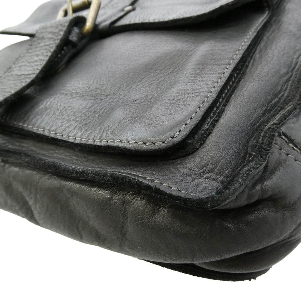 #REF! B5522 GENUINE LEATHER SHOULDER BAG 本革 レザー ショルダーバッグ ブラック系【中古】