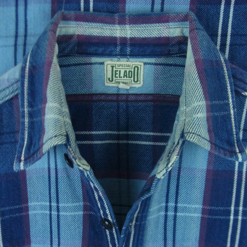 JELADO ジェラード チェック コットン 長袖 ネル シャツ 日本製 ブルー系 15【中古】