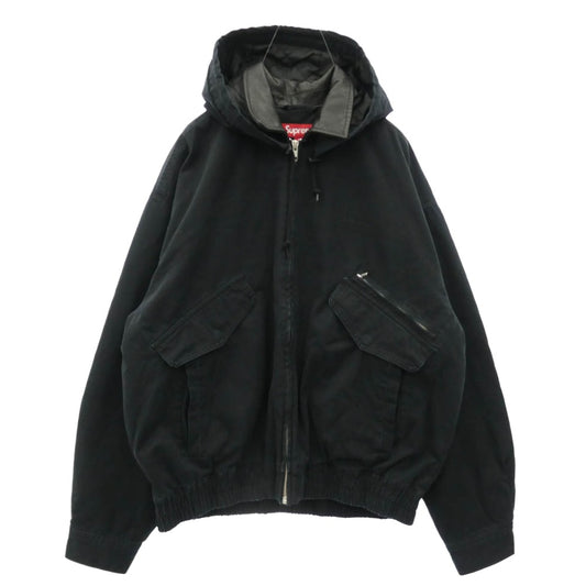 Supreme シュプリーム 24AW Leather Collar Utility Jacket レザーカラー 襟レザー ユーティリティー ジャケット ブラック系 M【中古】