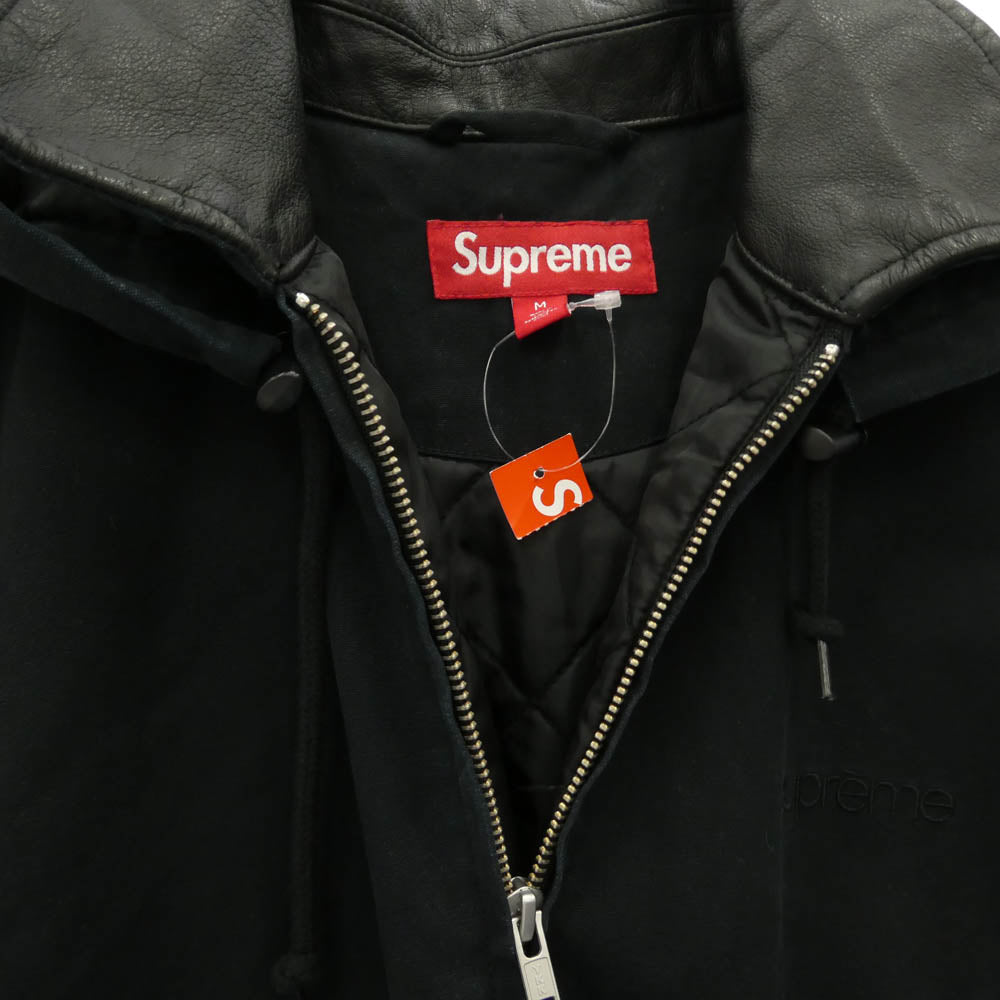 Supreme シュプリーム 24AW Leather Collar Utility Jacket レザーカラー 襟レザー ユーティリティー ジャケット ブラック系 M【中古】