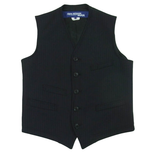 JUNYA WATANABE COMME des GARCONS MAN ジュンヤワタナベコムデギャルソンマン 16AW WR-V001 裏使い エステル ウール ストライプ ベスト ジレ ダークネイビー系 ブラック系 S【中古】