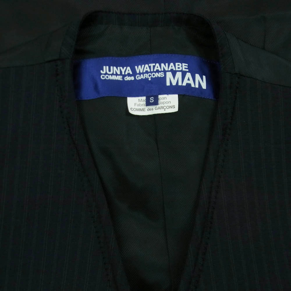 JUNYA WATANABE COMME des GARCONS MAN ジュンヤワタナベコムデギャルソンマン 16AW WR-V001 裏使い エステル ウール ストライプ ベスト ジレ ダークネイビー系 ブラック系 S【中古】 JUNYA WATANABE COMME des GARCONS MAN ジュンヤワタナベ