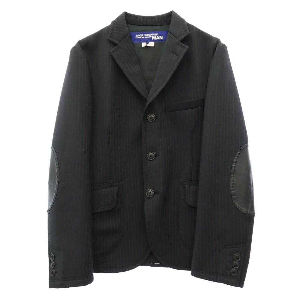 JUNYA WATANABE COMME des GARCONS MAN ジュンヤワタナベコムデギャルソンマン 16AW WR-J002 エステル ウール ストライプ ボンディング エルボーパッチ 3B テーラードジャケット ブラック系 S【中古】