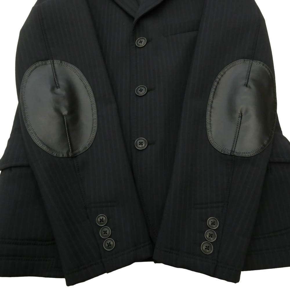 JUNYA WATANABE COMME des GARCONS MAN ジュンヤワタナベコムデギャルソンマン 16AW WR-J002 エステル ウール ストライプ ボンディング エルボーパッチ 3B テーラードジャケット ブラック系 S【中古】