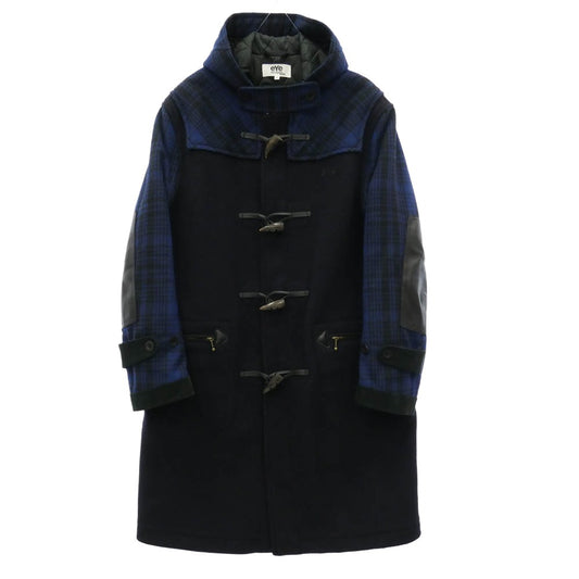 JUNYA WATANABE COMME des GARCONS ジュンヤワタナベコムデギャルソン Gloverall グローバーオール 19AW WD-C903 eYe アイズ Gloverall Customize エルボーパッチ チェック ダッフルコート ブラック系 ネイビー系 S【中古】