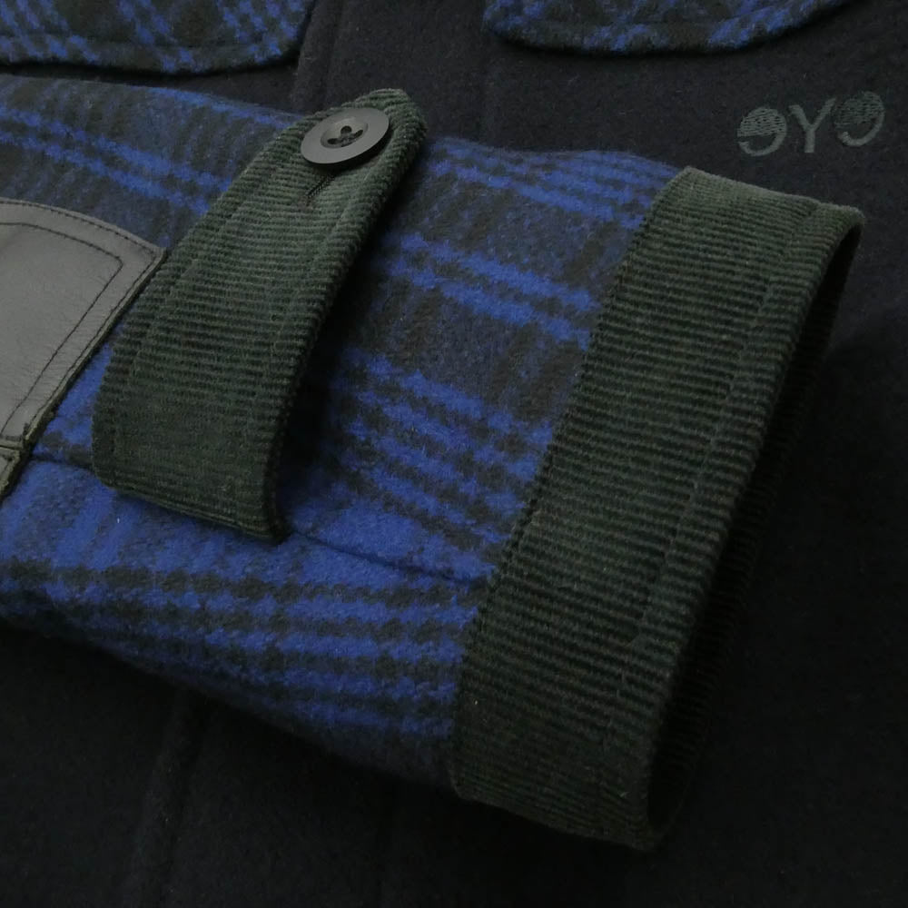 JUNYA WATANABE COMME des GARCONS ジュンヤワタナベコムデギャルソン Gloverall グローバーオール 19AW WD-C903 eYe アイズ Gloverall Customize エルボーパッチ チェック ダッフルコート ブラック系 ネイビー系 S【中古】