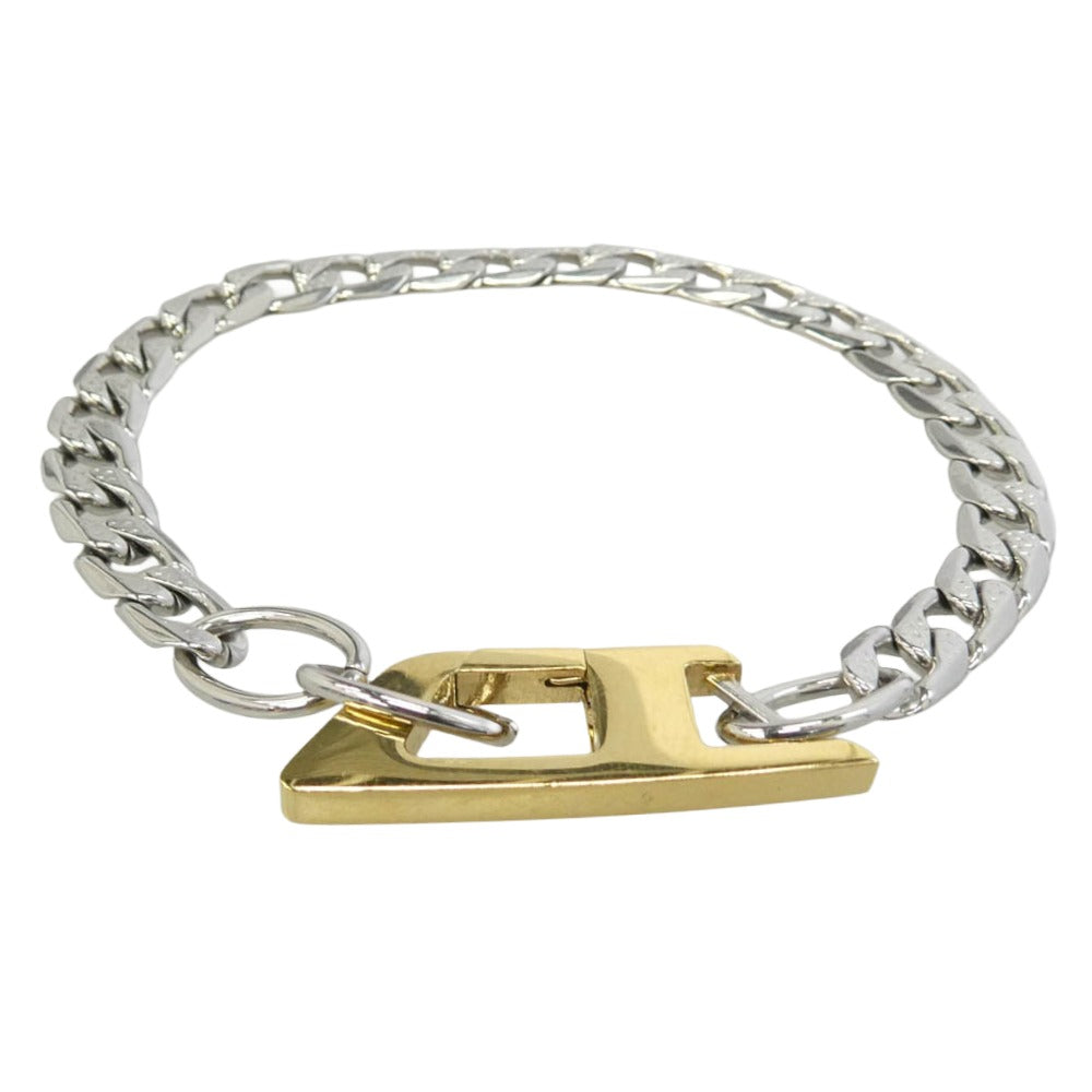 DIESEL ディーゼル Dロゴ オーバルD チェーン ブレスレット シルバー系 ゴールド系【中古】