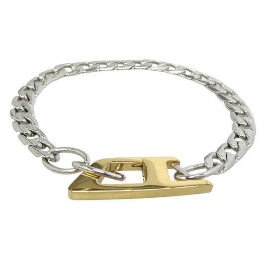 DIESEL ディーゼル Dロゴ オーバルD チェーン ブレスレット シルバー系 ゴールド系【中古】