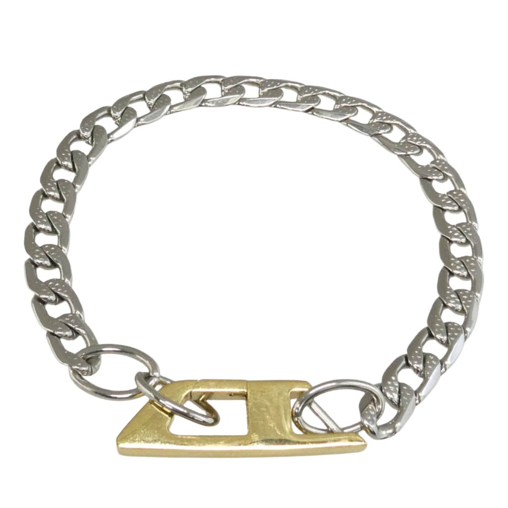 DIESEL ディーゼル Dロゴ オーバルD チェーン ブレスレット シルバー系 ゴールド系【中古】