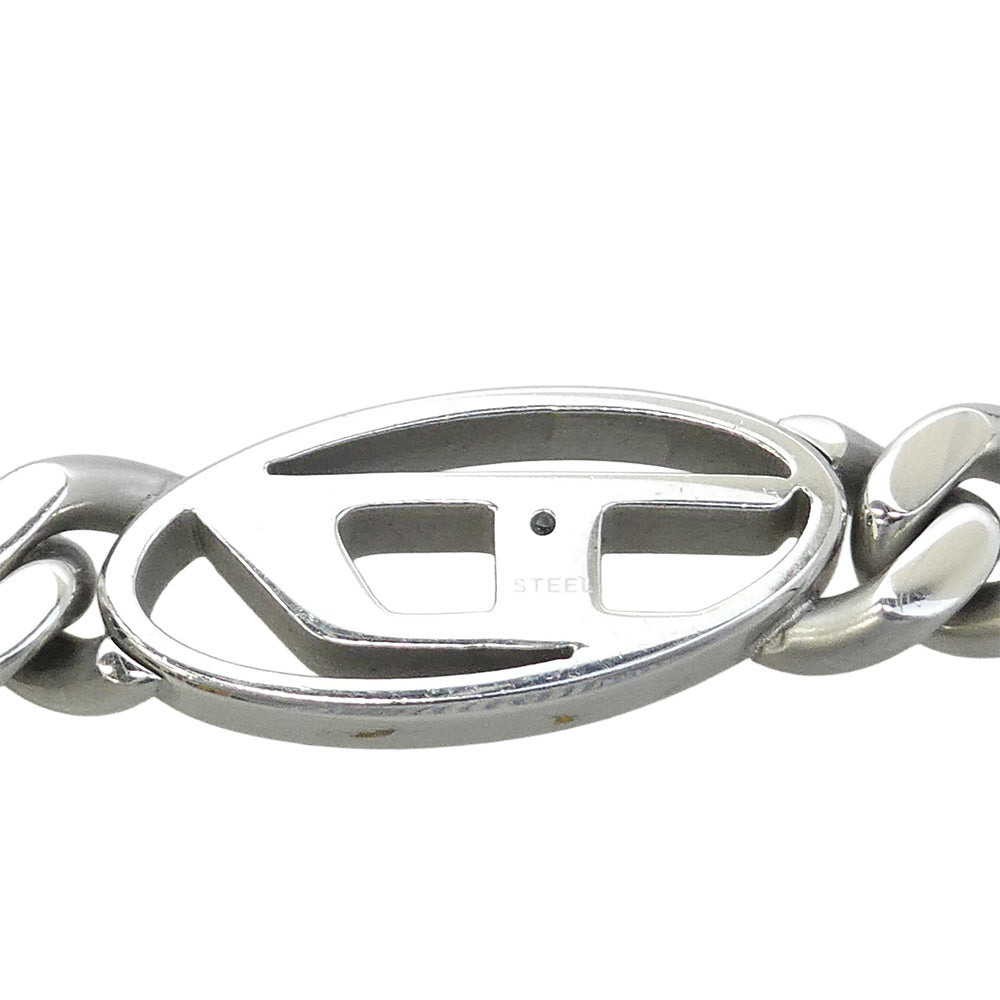 DIESEL ディーゼル Dロゴ オーバルD チェーン ネックレス シルバー系【中古】