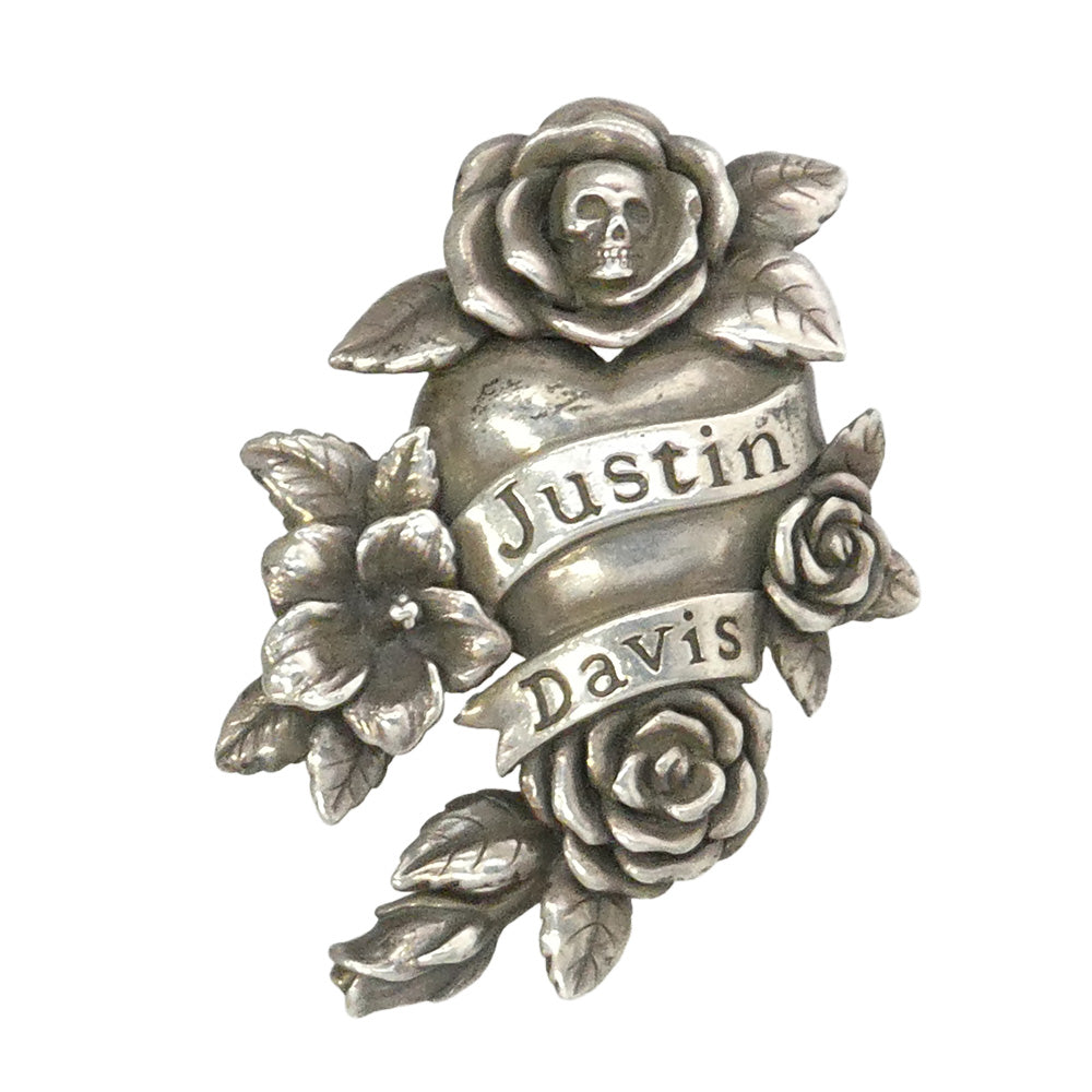 Justin Davis ジャスティンデイビス SPJ319 TATOO ENERGY タトゥーエナジー スカル ハート ペンダントトップ シルバー系【中古】