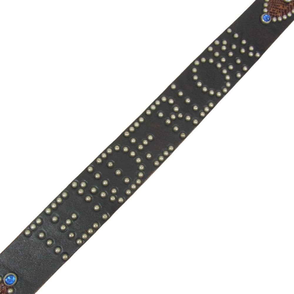 TENDERLOIN テンダーロイン ピーナッツ スタッズ レザー ベルト ダークブラウン系 M【中古】