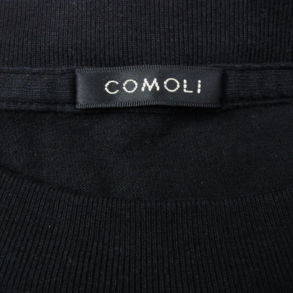 COMOLI コモリ 25AW C03-05009 コットンカシミヤ長袖Tシャツ 長袖クルー ブラック系 3【中古】