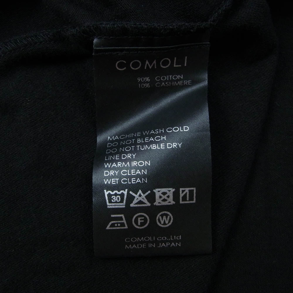 COMOLI コモリ 25AW C03-05009 コットンカシミヤ長袖Tシャツ 長袖クルー ブラック系 3【中古】