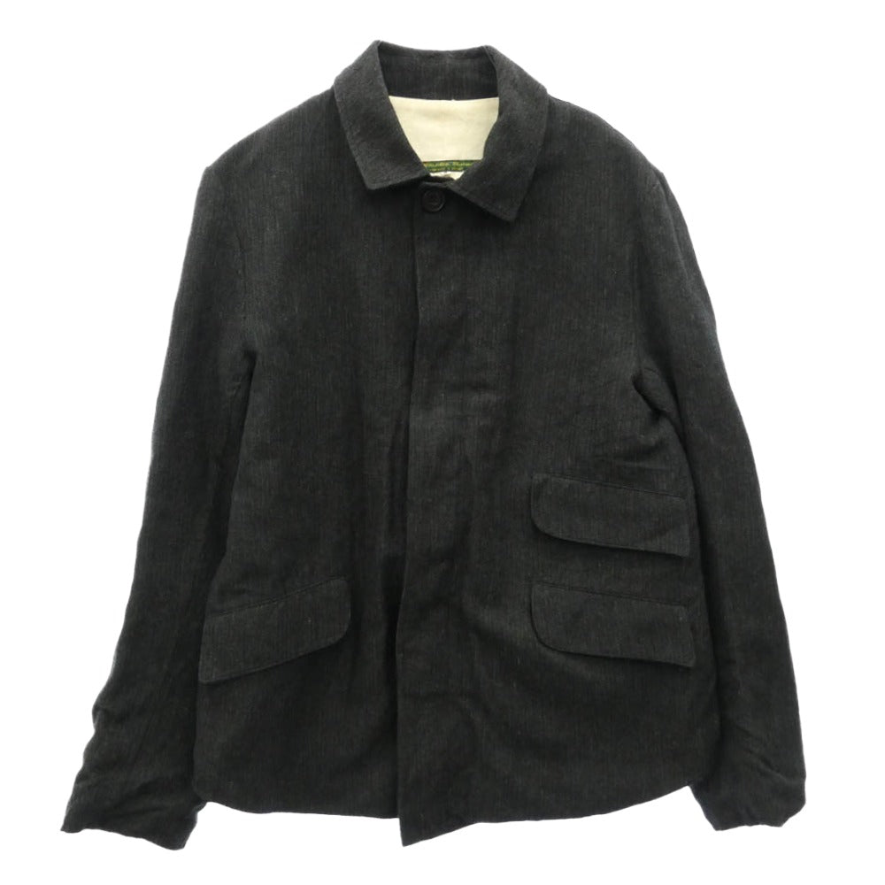 Wool Linen Mac Coat Tweed Short ウールリネン ツイード ショート マックコート チャコール系 S【中古】