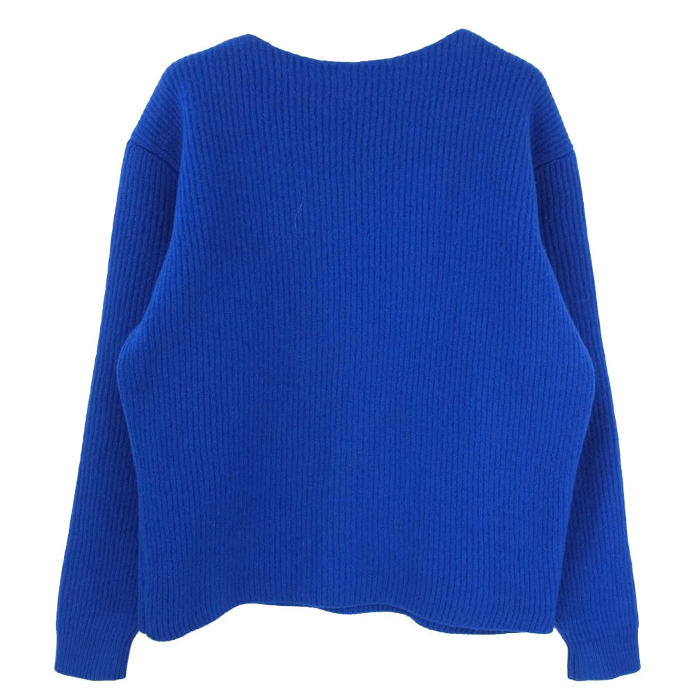 AURALEE オーラリー 23AW A23AP01MR Milled French Merino Rib Knit Boat Neck P/O ミルド フレンチ メリノ リブ ニット ブルー系 5【中古】