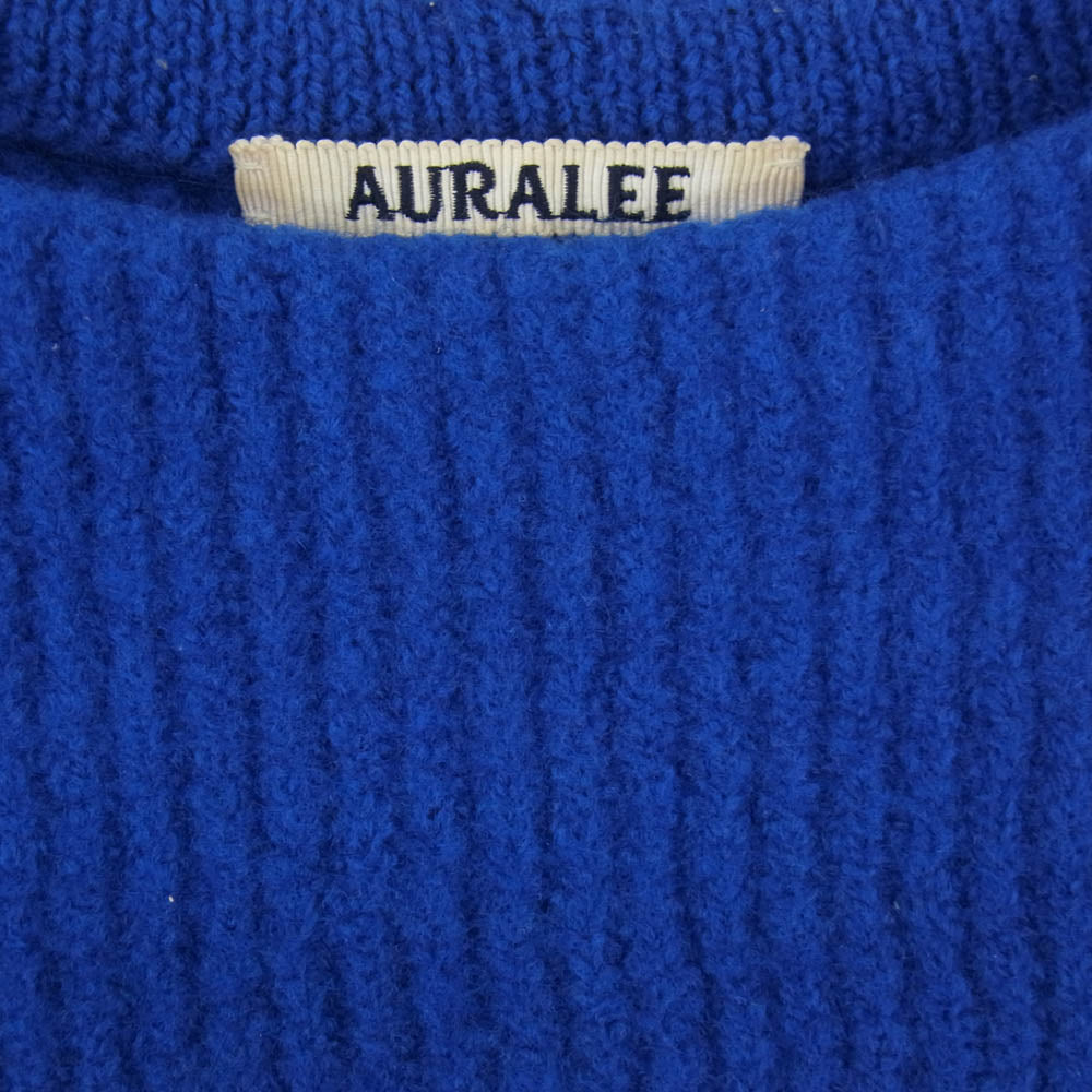 AURALEE オーラリー 23AW A23AP01MR Milled French Merino Rib Knit Boat Neck P/O ミルド フレンチ メリノ リブ ニット ブルー系 5【中古】