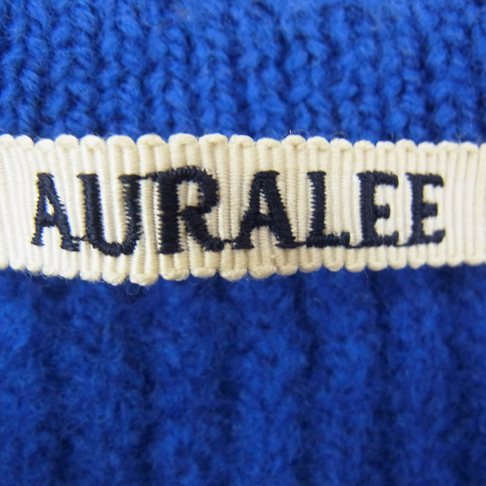 AURALEE オーラリー 23AW A23AP01MR Milled French Merino Rib Knit Boat Neck P/O ミルド フレンチ メリノ リブ ニット ブルー系 5【中古】