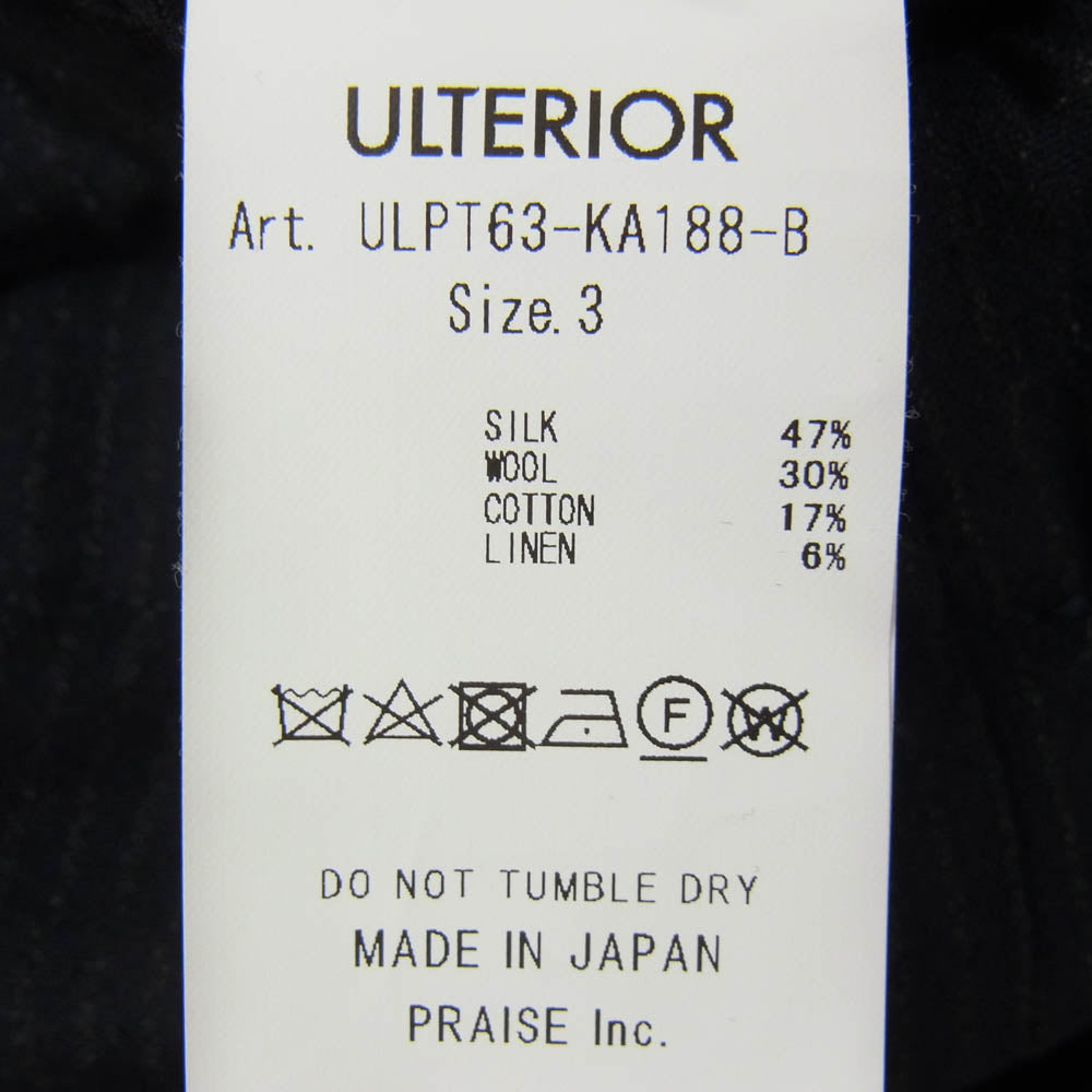 アルテリア ULPT63-KA188-B SILK WOOL STRIPED OX DRAWSTRING PANTS ウールシルク ストライプ オックス ドローストリングパンツ ブラック系 3【中古】