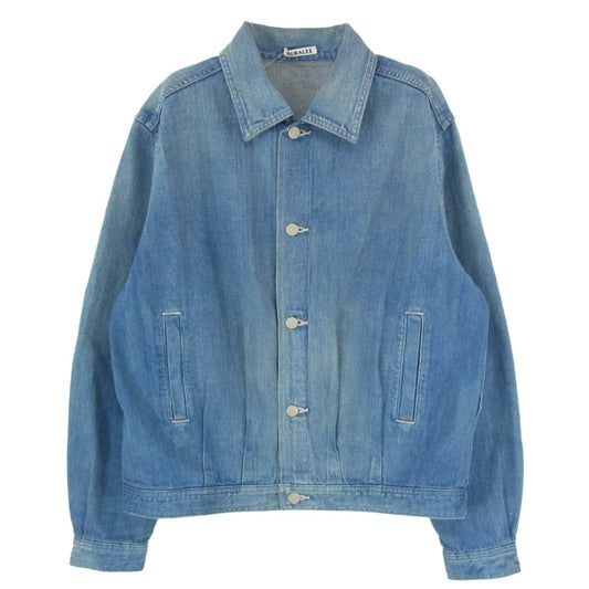 AURALEE オーラリー 25SS A25SB01DE SELVEDGE FADED LIGHT DENIM BLOUSON セルビッジ デニム ジャケット ブルゾン インディゴブルー系 4【中古】