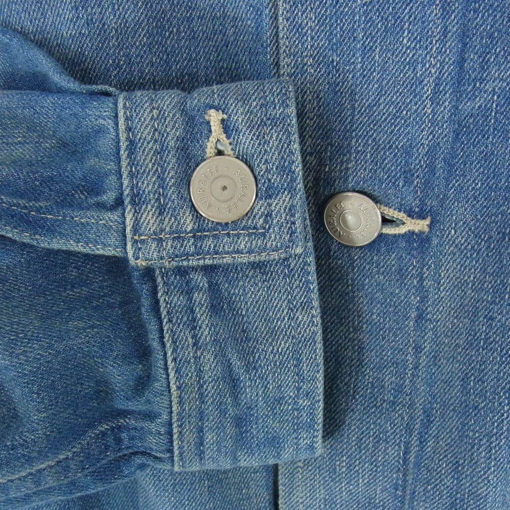 AURALEE オーラリー 25SS A25SB01DE SELVEDGE FADED LIGHT DENIM BLOUSON セルビッジ デニム ジャケット ブルゾン インディゴブルー系 4【中古】